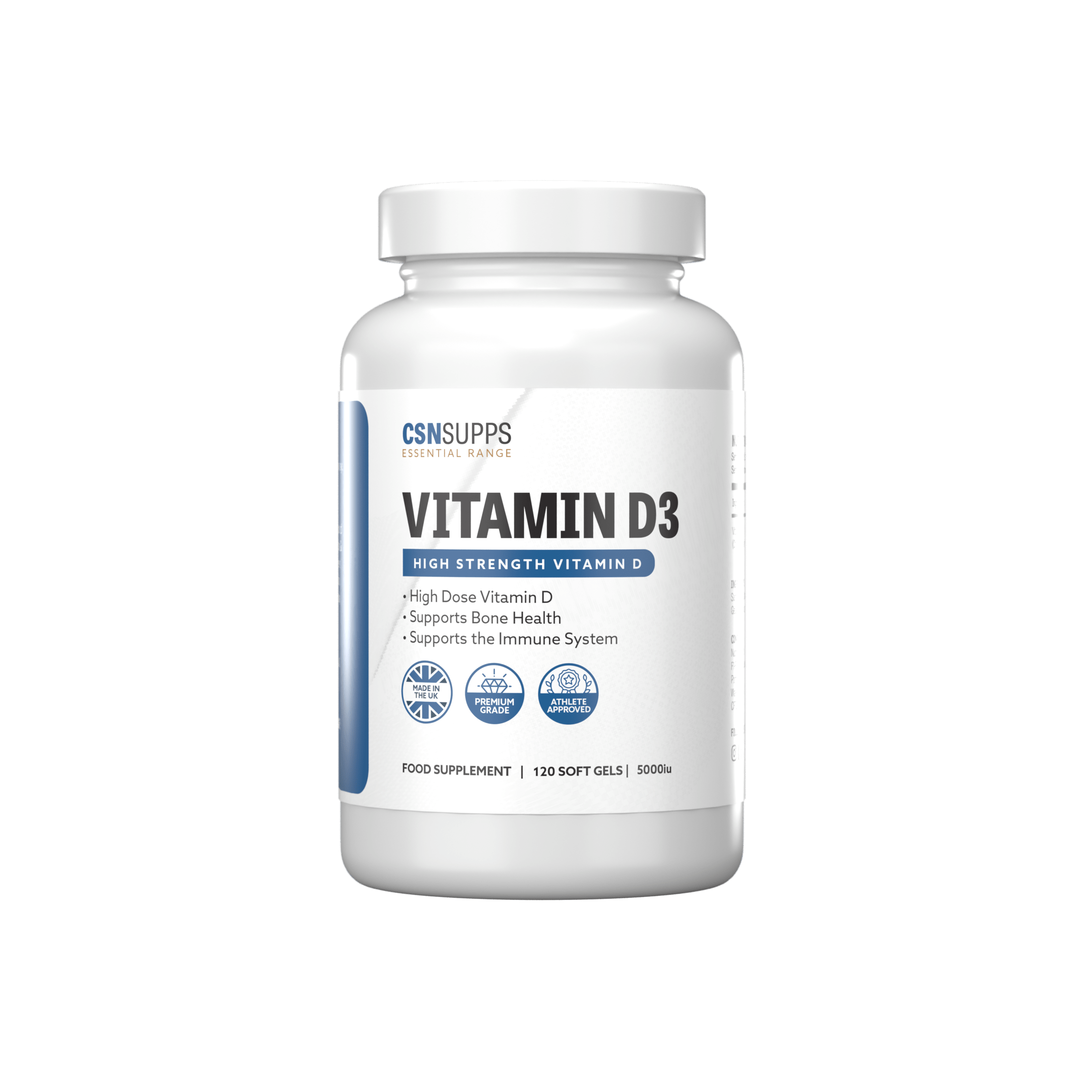 CSN Supps Vitamin D3 5000iu - 120 Soft Gels - Nutristore