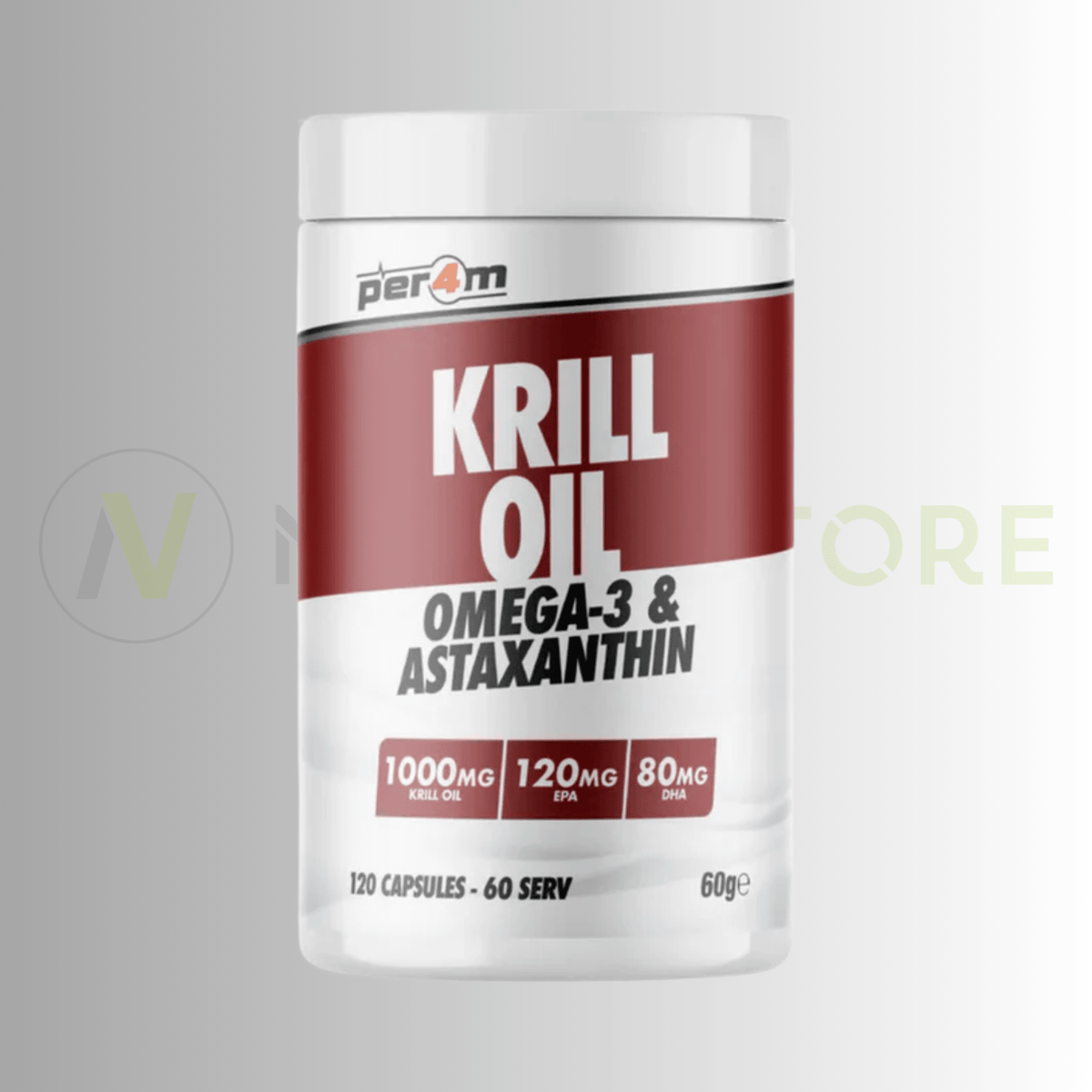 PER4M Krill Oil Omega-3 & Astaxanthin 120 Softgels – EPA, DHA & Phospholipid Omega-3 - Nutristore