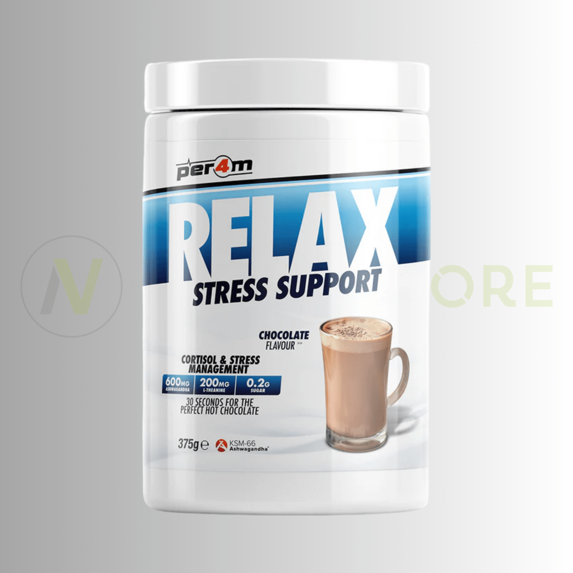 PER4M Relax Stress Support Hot Chocolate 375g | Cortisol & Stress Management - Nutristore
