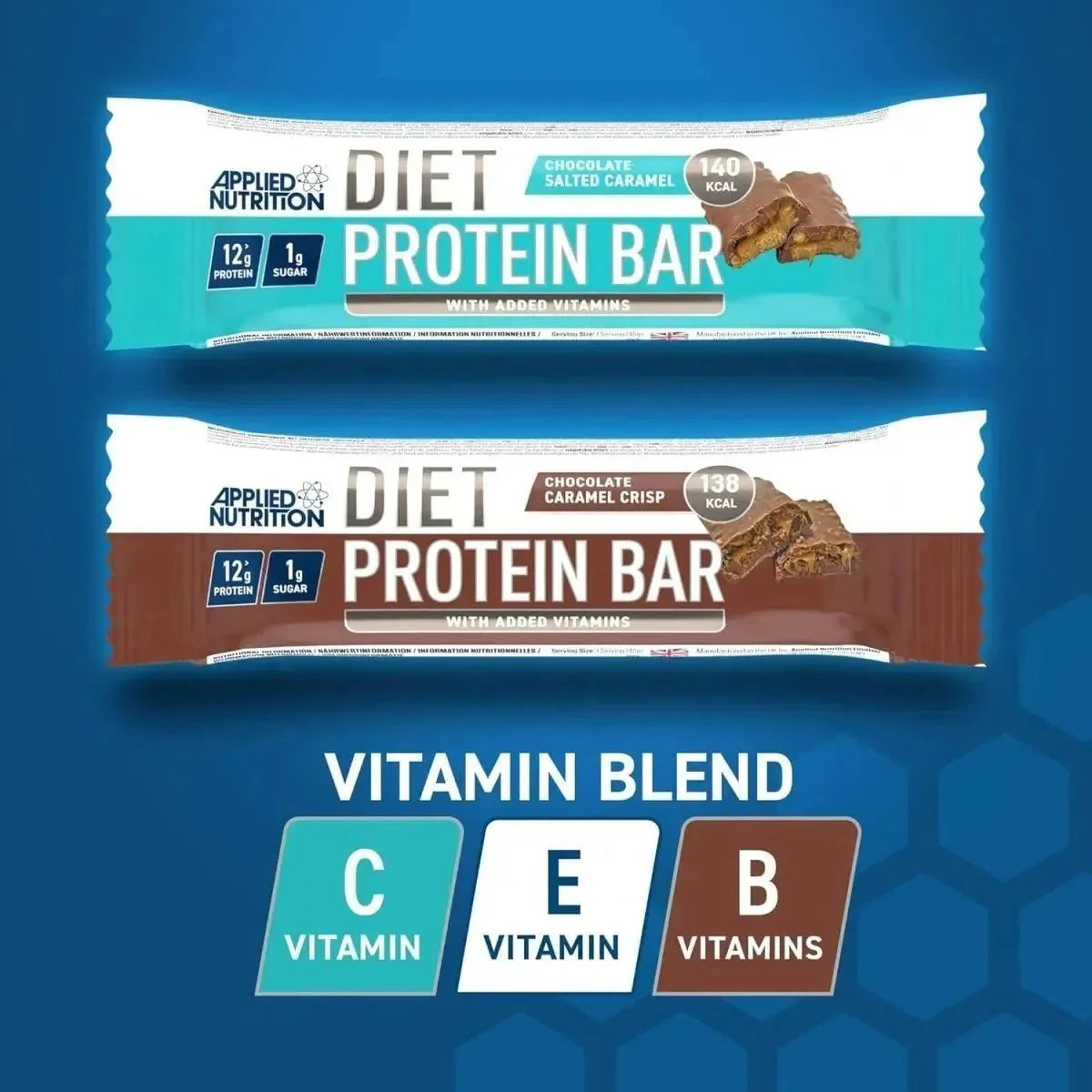 Applied Nutrition Diet Protein Bar | 12g Protein | Low Sugar Snack | 12 x 45g Bars