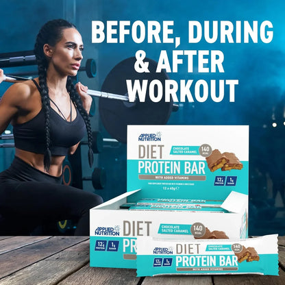 Applied Nutrition Diet Protein Bar | 12g Protein | Low Sugar Snack | 12 x 45g Bars