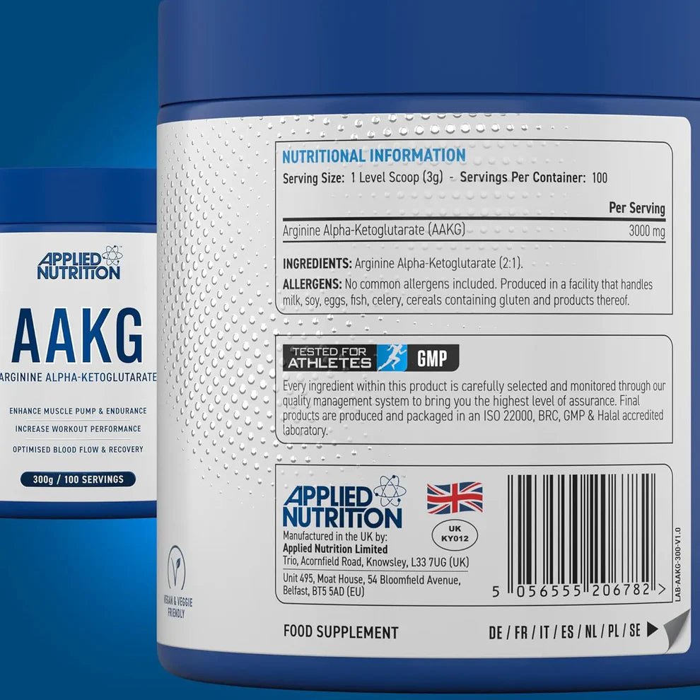Applied Nutrition AAKG Powder | Arginine Alpha Ketoglutarate | Pump & Nitric Oxide Support | 300g - Nutristore