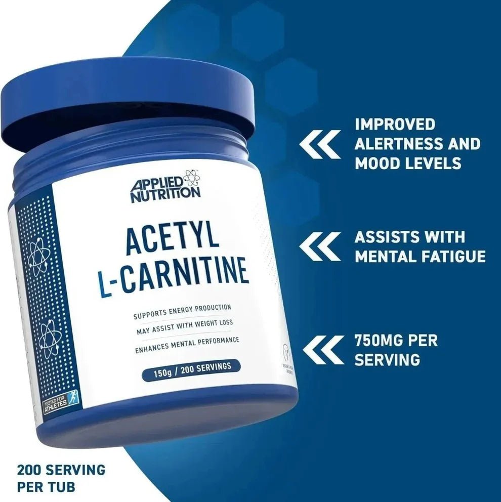 Applied Nutrition Acetyl L - Carnitine Powder | Energy & Cognitive Support | 150g | 200 Servings - Nutristore