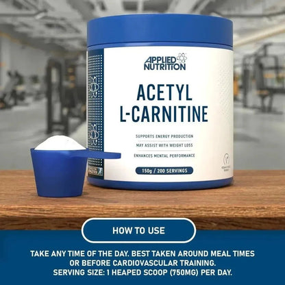 Applied Nutrition Acetyl L - Carnitine Powder | Energy & Cognitive Support | 150g | 200 Servings - Nutristore