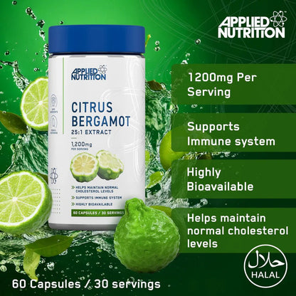 Applied Nutrition Citrus Bergamot | 1200mg High Strength Extract (38% Polyphenols) | 60 Capsules | 30 Servings - Nutristore