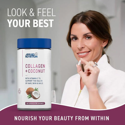 Applied Nutrition Collagen + Coconut Capsules | Marine Collagen, Vitamin C & Coconut Oil | 180 Capsules | 90 Servings - Nutristore