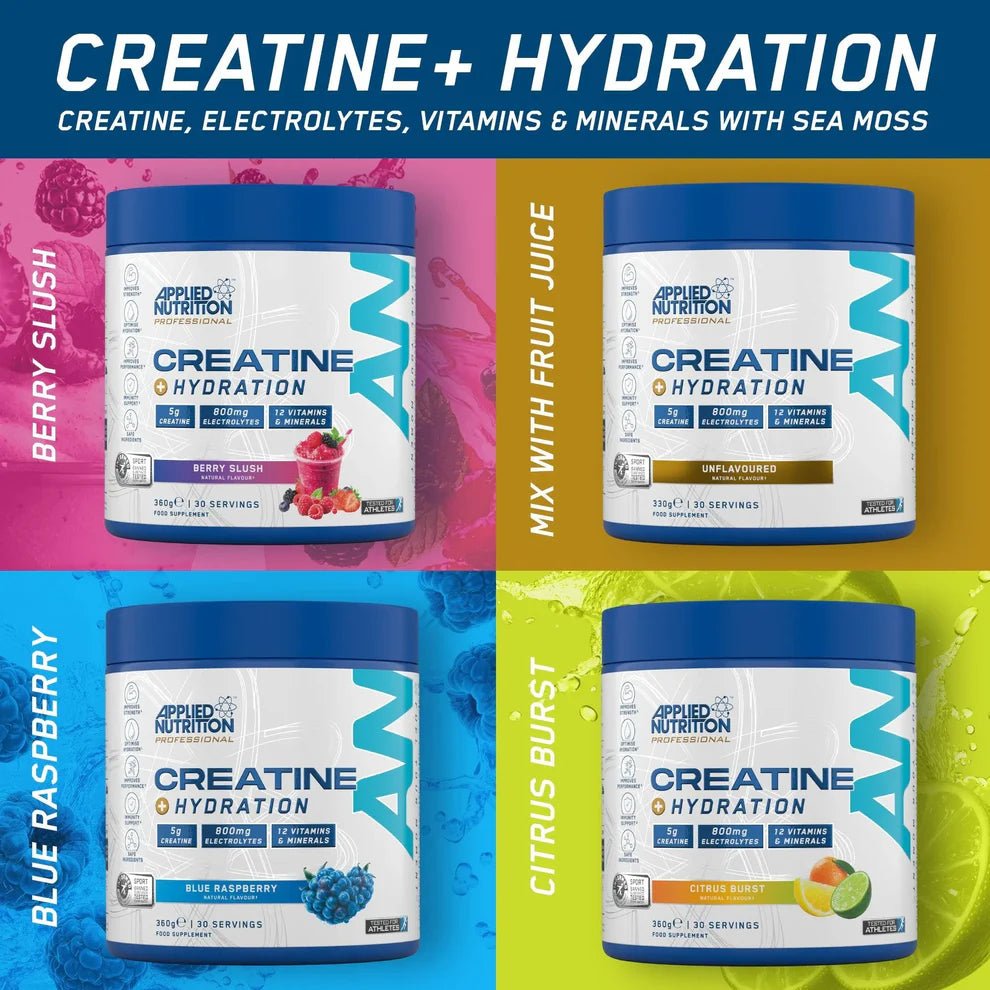 Applied Nutrition Creatine + Hydration | Electrolytes, Vitamins & 5g Creatine | 330g | 30 Servings - Nutristore