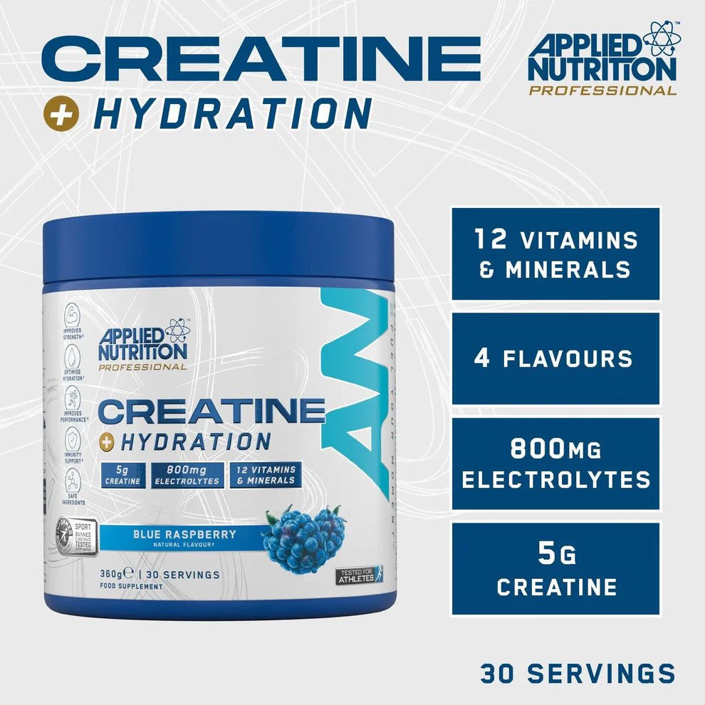 Applied Nutrition Creatine + Hydration | Electrolytes, Vitamins & 5g Creatine | 330g | 30 Servings - Nutristore