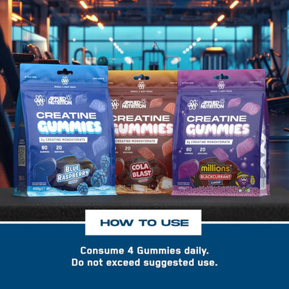Applied Nutrition Creatine Monohydrate Gummies | 3g Creatine | 80 Gummies | 20 Servings - Nutristore