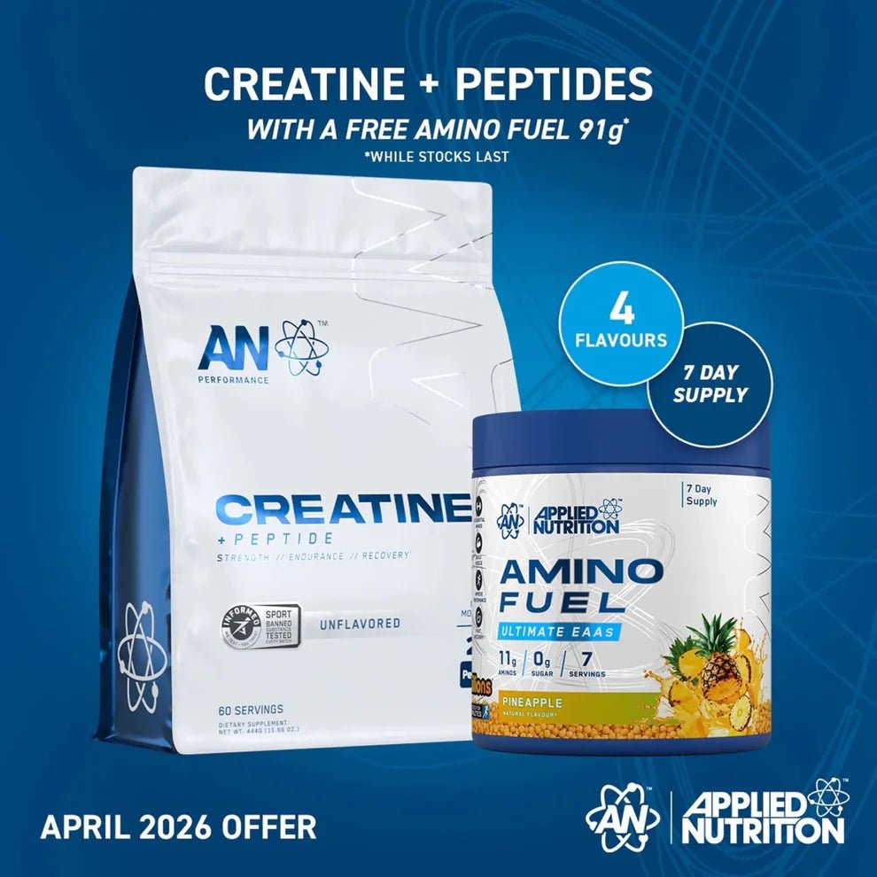 Applied Nutrition Creatine Monohydrate + PeptiStrong® | Strength, Performance & Recovery | 444g | 60 Servings - Nutristore