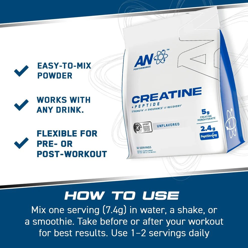 Applied Nutrition Creatine Monohydrate + PeptiStrong® | Strength, Performance & Recovery | 444g | 60 Servings - Nutristore
