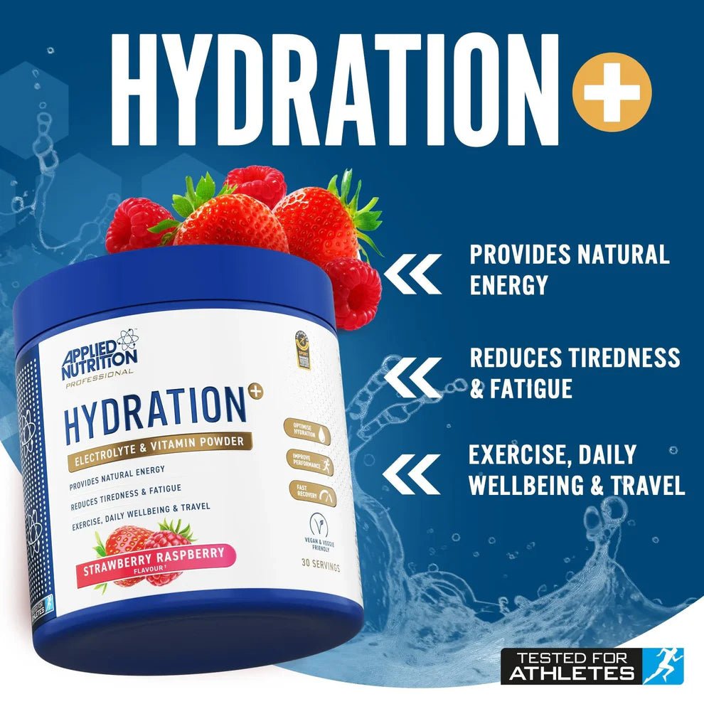 Applied Nutrition Hydration+ Electrolyte & Vitamin Powder | Hydration & Energy Support | 240g | 30 Servings - Nutristore