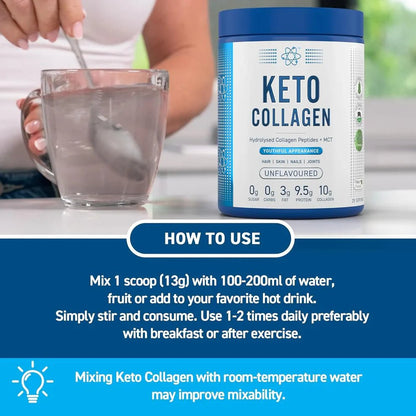 Applied Nutrition Keto Collagen + Coconut Powder | Hydrolysed Collagen & MCTs | 325g | 25 Servings - Nutristore