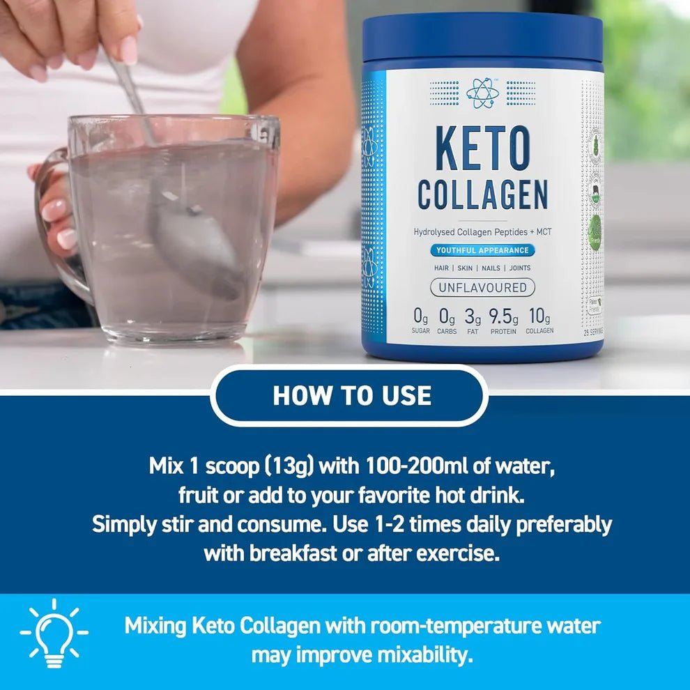 Applied Nutrition Keto Collagen + Coconut Powder | Hydrolysed Collagen & MCTs | 325g | 25 Servings - Nutristore
