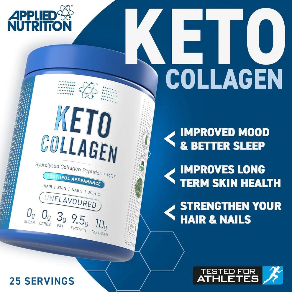Applied Nutrition Keto Collagen + Coconut Powder | Hydrolysed Collagen & MCTs | 325g | 25 Servings - Nutristore