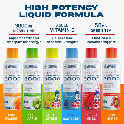 Applied Nutrition Liquid L - Carnitine 3000 | Energy & Metabolic Support | 480ml | 32 Servings - Nutristore