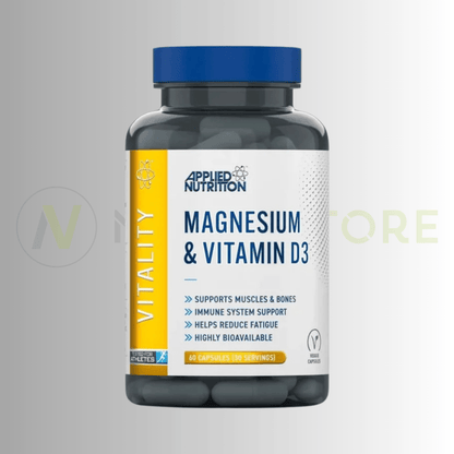 Applied Nutrition Magnesium & Vitamin D3 | 280mg Magnesium | 60 Capsules | 30 Servings - Nutristore