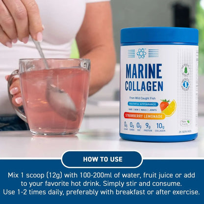 Applied Nutrition Marine Collagen Powder | Hydrolysed Collagen Peptides | 300g | 25 Servings - Nutristore
