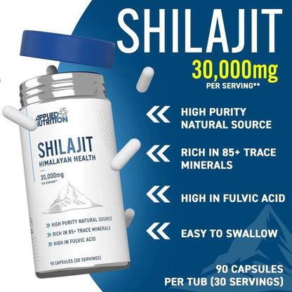 Applied Nutrition Shilajit 20:1 Extract | 1500mg | 90 Capsules | 30 Servings - Nutristore