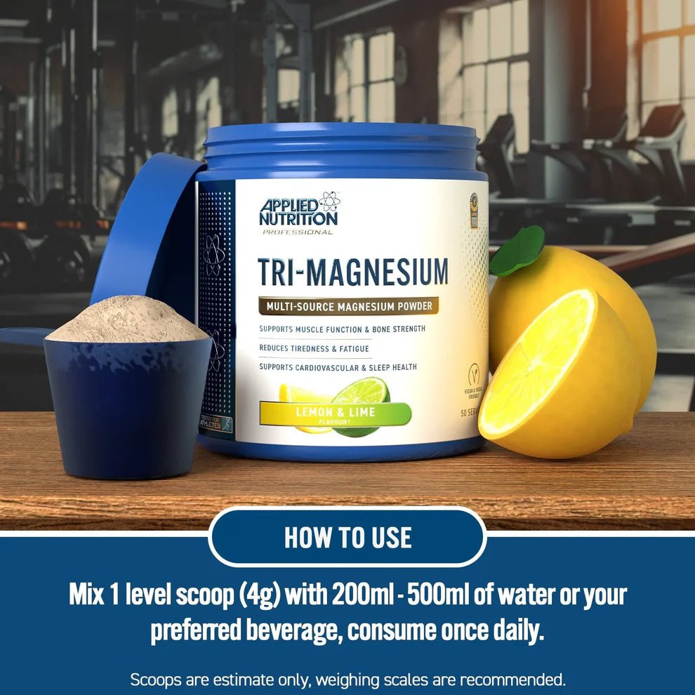 Applied Nutrition Tri - Magnesium Powder | 300mg Elemental Magnesium | 200g | 50 Servings - Nutristore
