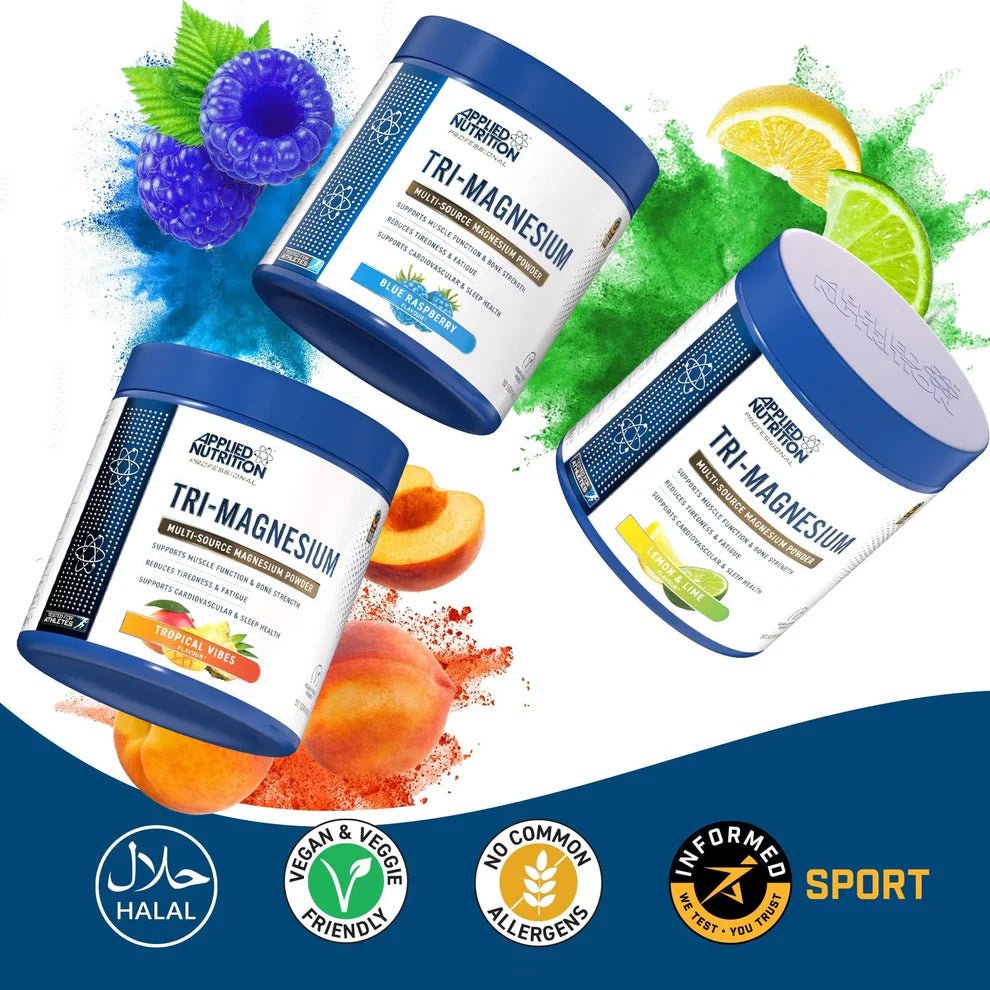Applied Nutrition Tri - Magnesium Powder | 300mg Elemental Magnesium | 200g | 50 Servings - Nutristore