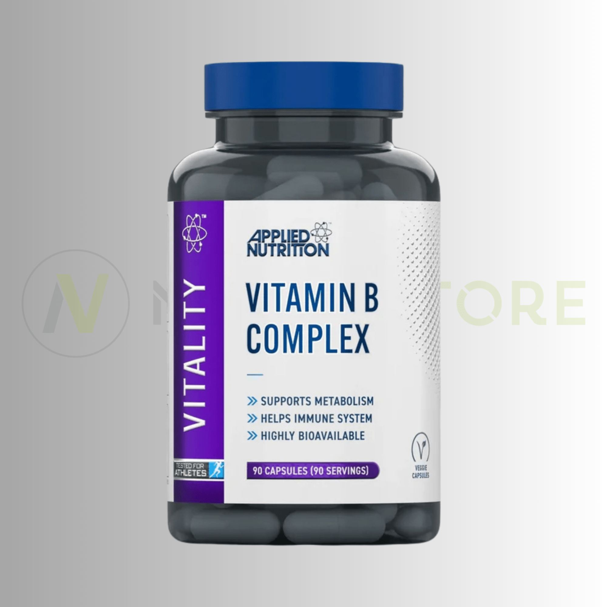 Applied Nutrition Vitamin B Complex | High Strength B Vitamins | 90 Capsules | 90 Servings - Nutristore