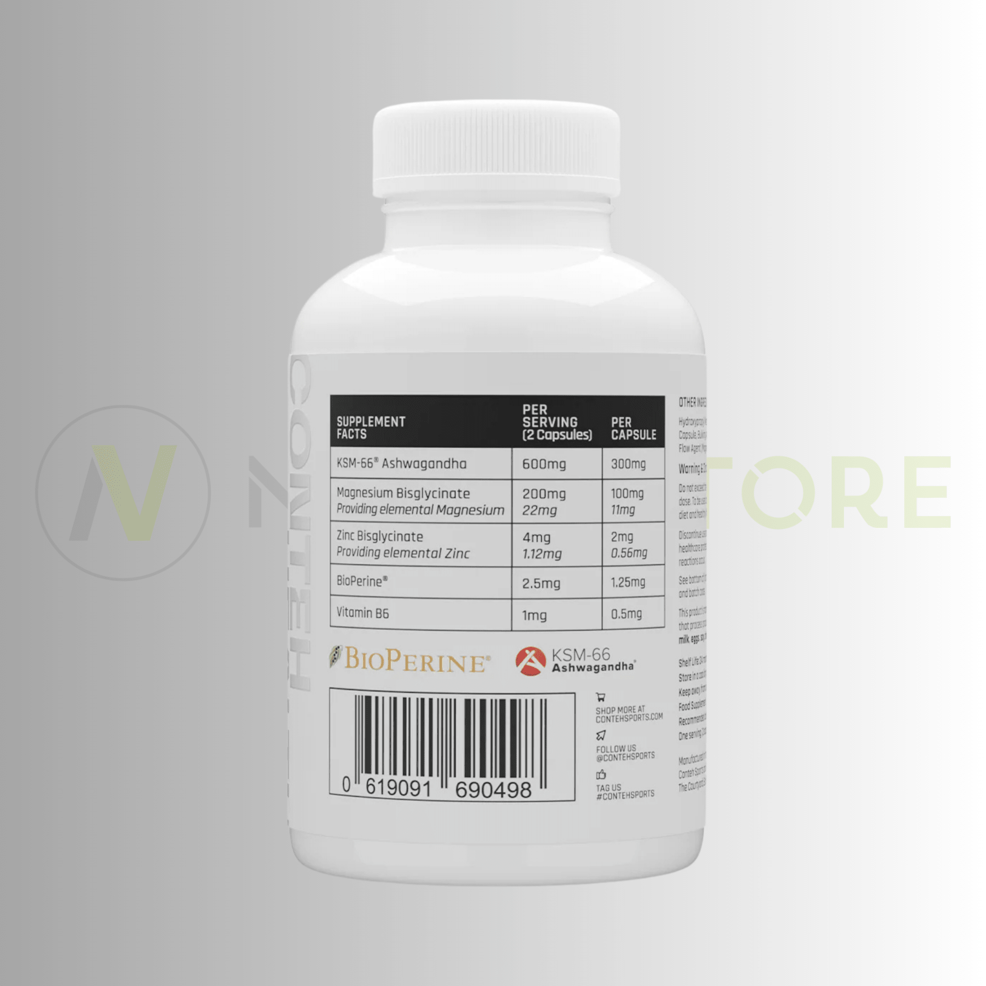 Conteh Sports Ashwagandha+ | KSM - 66 Adaptogen Complex | 60 Capsules | 30 Servings - Nutristore