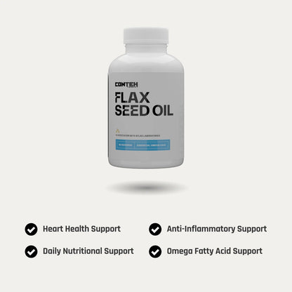 Conteh Sports Flax Seed Oil | Omega 3 - 6 - 9 Plant - Based Support | 60 Capsules | 60 Servings - Nutristore