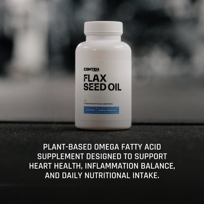 Conteh Sports Flax Seed Oil | Omega 3 - 6 - 9 Plant - Based Support | 60 Capsules | 60 Servings - Nutristore