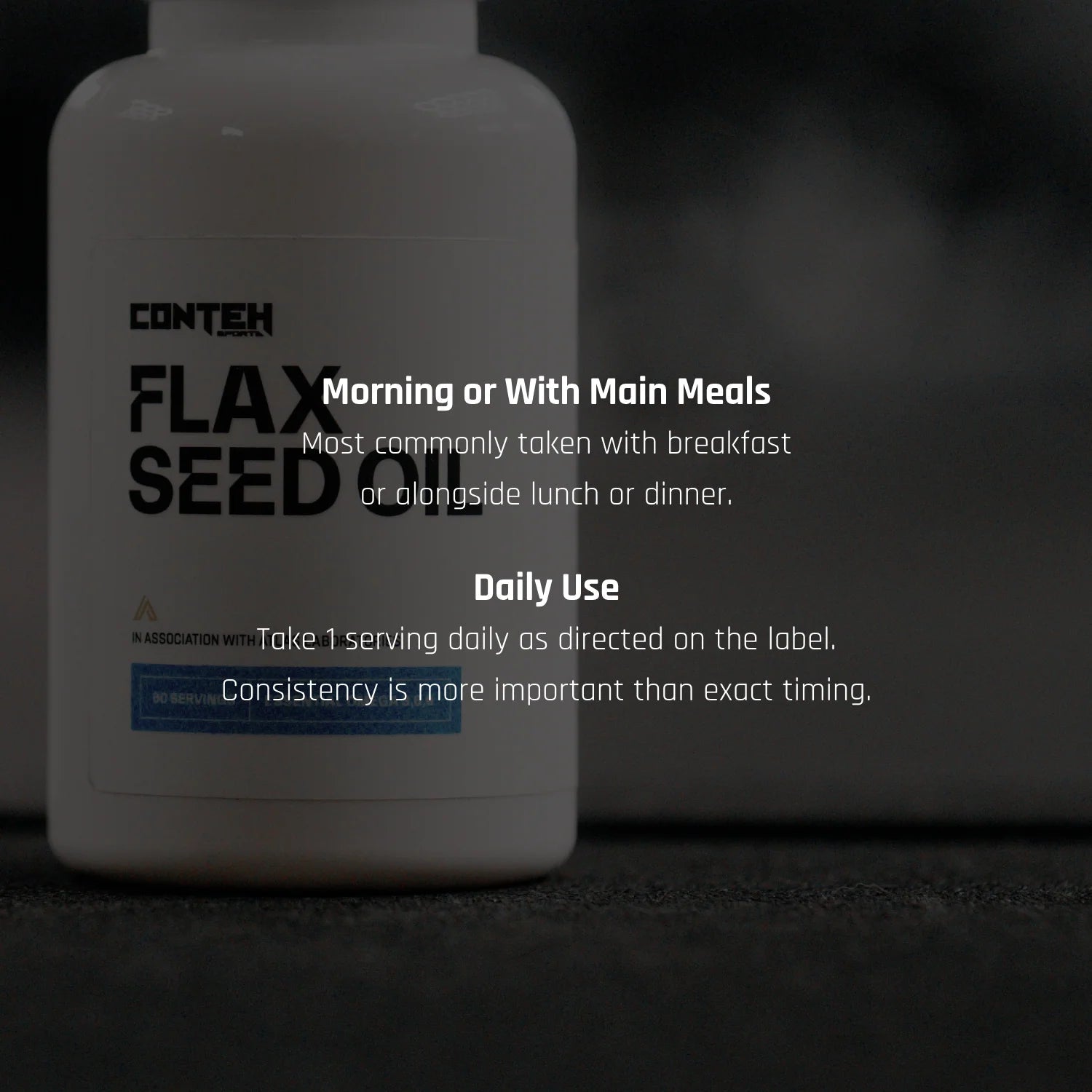 Conteh Sports Flax Seed Oil | Omega 3 - 6 - 9 Plant - Based Support | 60 Capsules | 60 Servings - Nutristore
