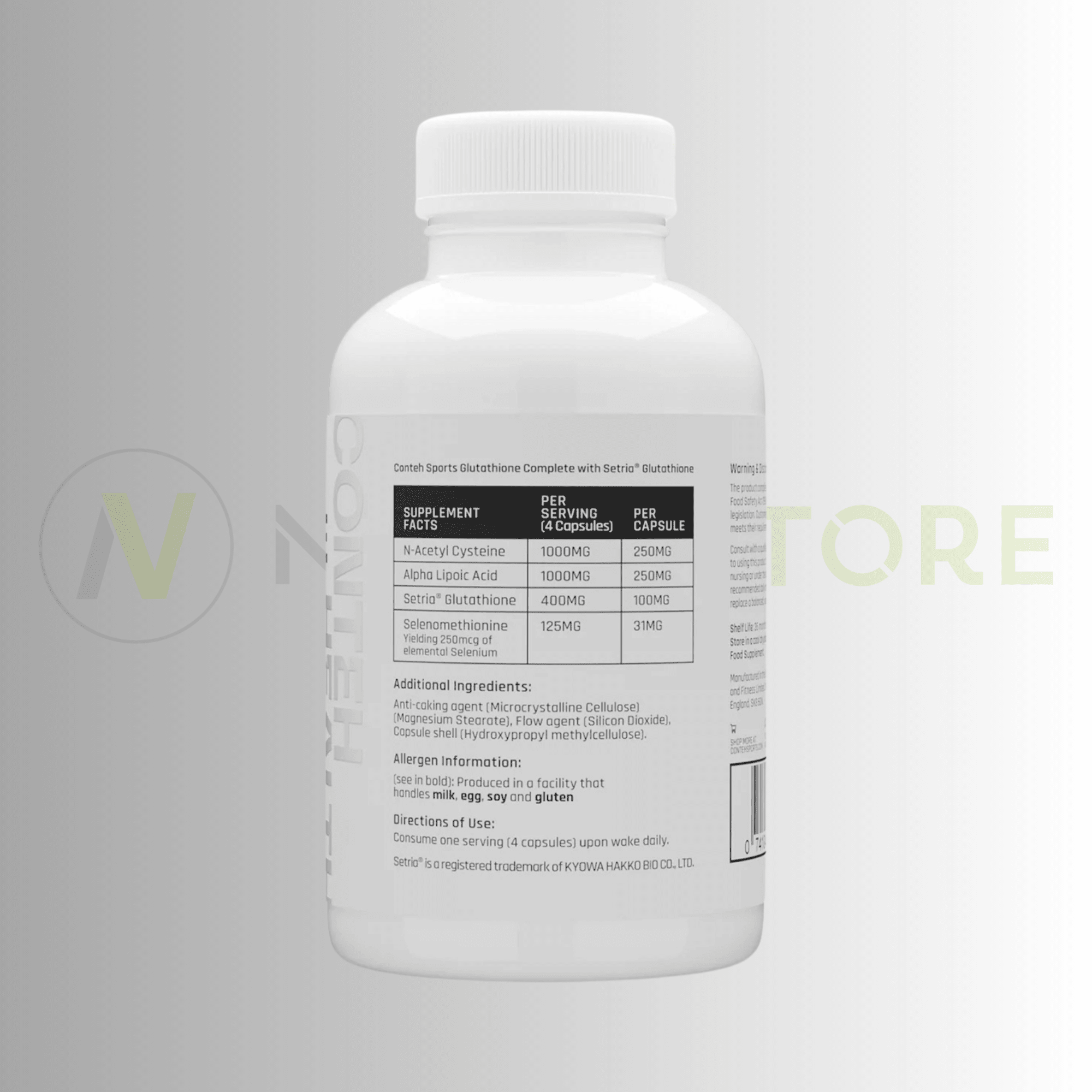 Conteh Sports Glutathione Complete | Antioxidant & Cellular Support | 120 Capsules | 30 Servings - Nutristore