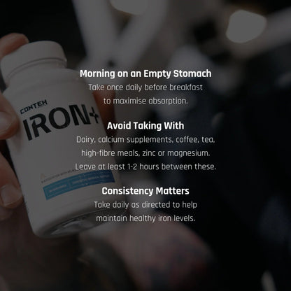 Conteh Sports Iron+ | High Absorption Iron Bisglycinate | 36mg Elemental Iron | 60 Capsules - Nutristore