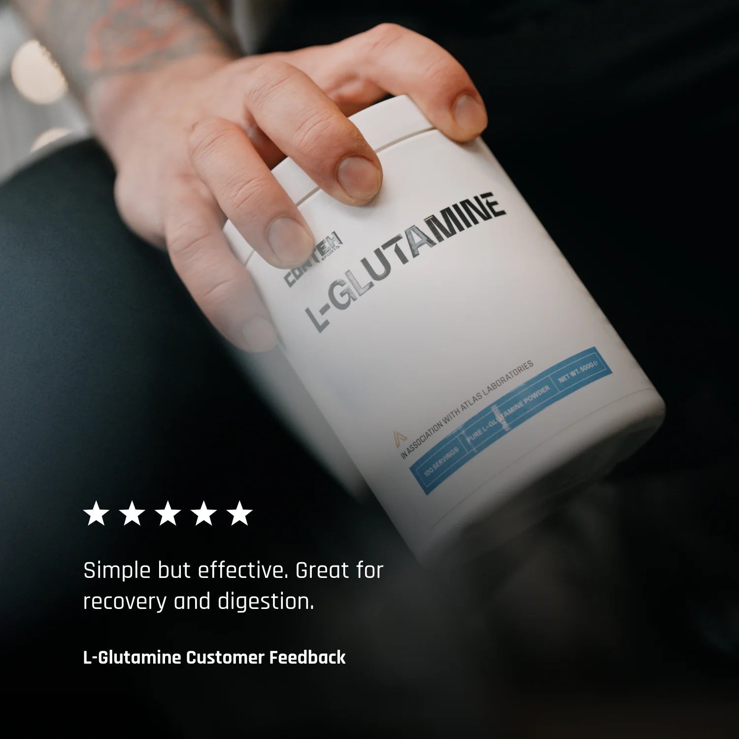 Conteh Sports L - Glutamine | 5000mg Per Serving | Recovery & Gut Support | 500g - Nutristore