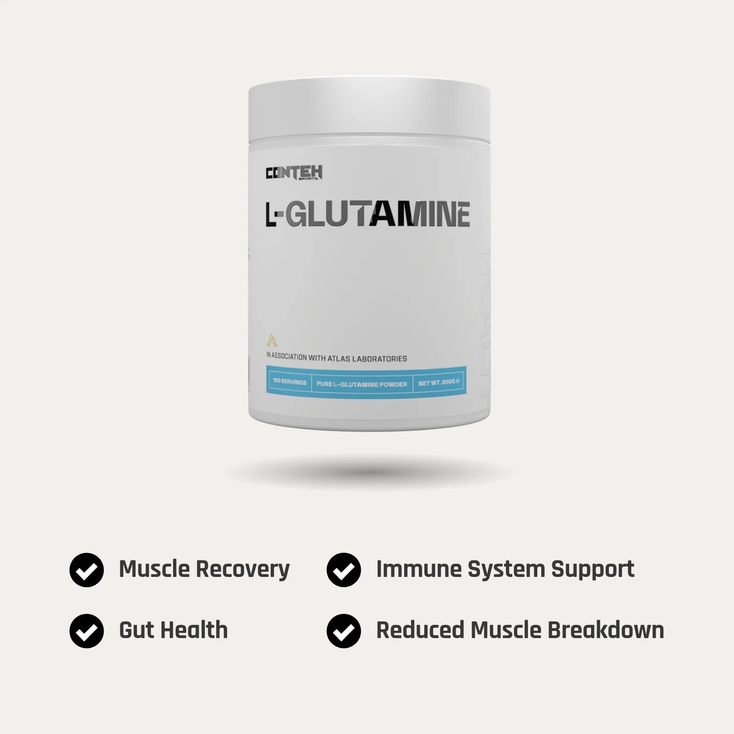 Conteh Sports L - Glutamine | 5000mg Per Serving | Recovery & Gut Support | 500g - Nutristore