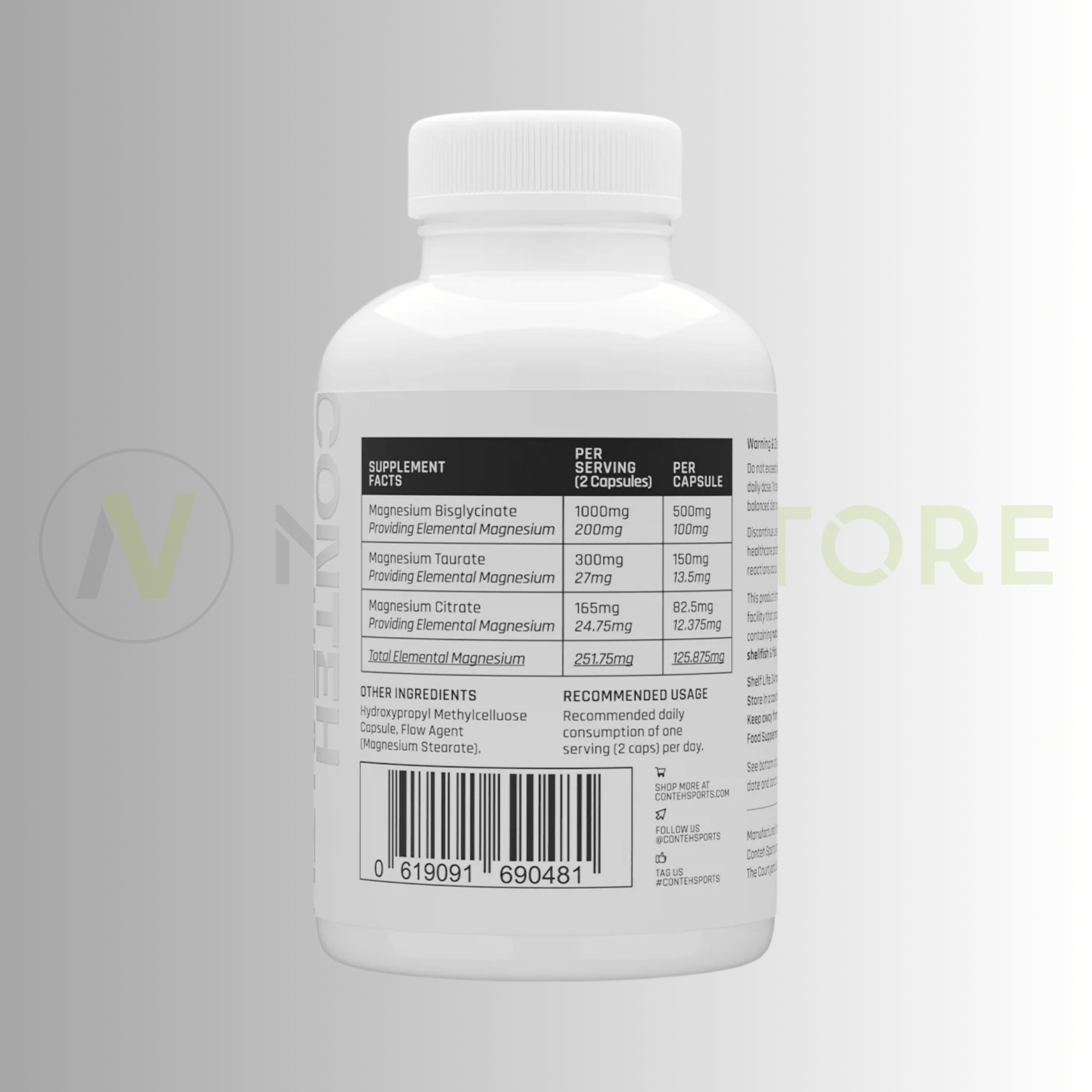 Conteh Sports Magnesium | Tri - Source Magnesium Complex | 120 Capsules | 60 Servings - Nutristore