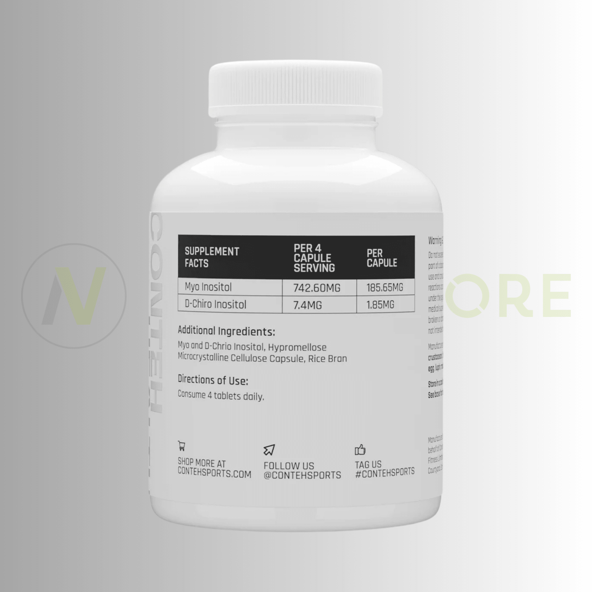 Conteh Sports Myo & D - Chiro Inositol | Hormone & Metabolic Support | 4:1 Ratio | 120 Capsules - Nutristore