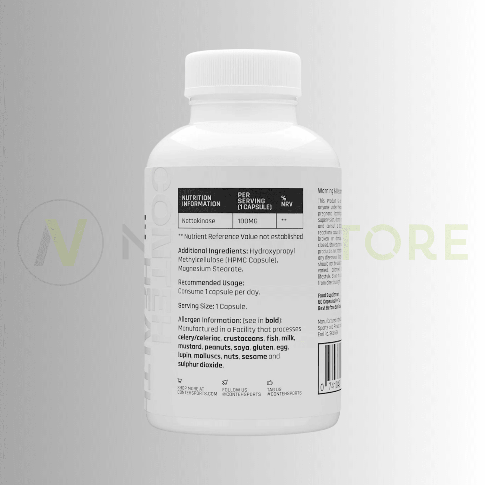 Conteh Sports Nattokinase | Enzyme Support Formula | 60 Capsules | 60 Servings - Nutristore