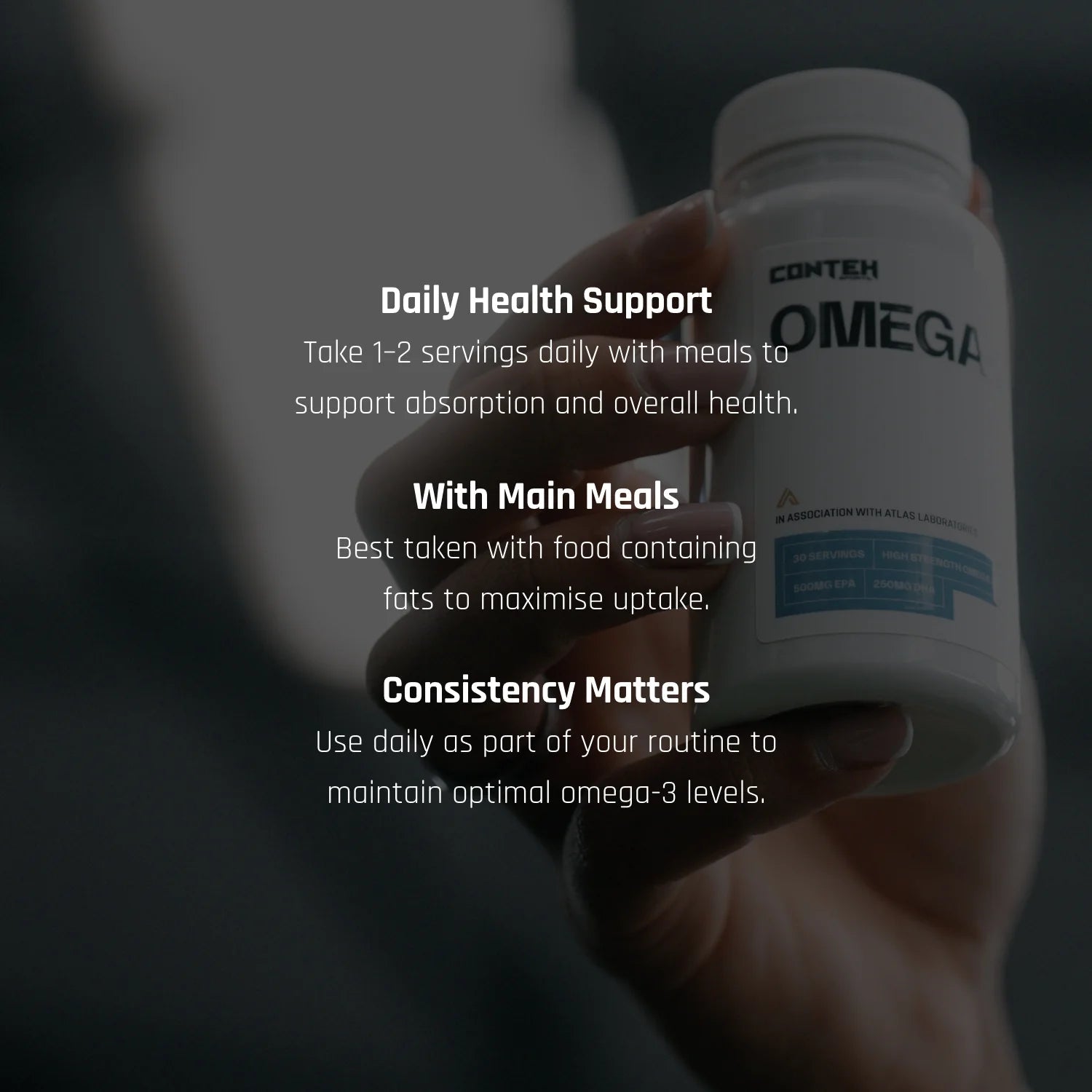 Conteh Sports Omega - 3 | High Strength EPA & DHA Fish Oil | 1000mg Softgels - Nutristore