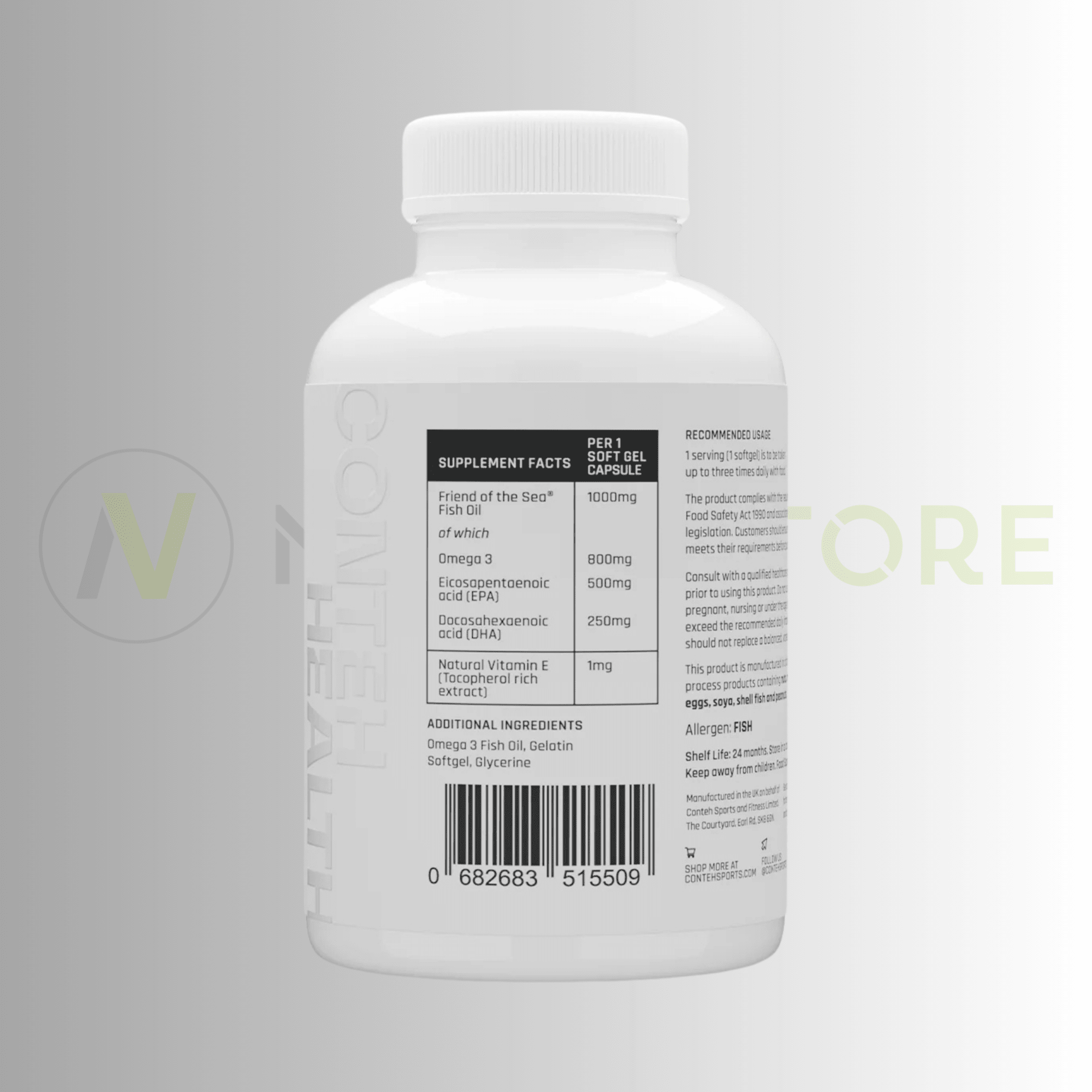 Conteh Sports Omega - 3 | High Strength EPA & DHA Fish Oil | 1000mg Softgels - Nutristore