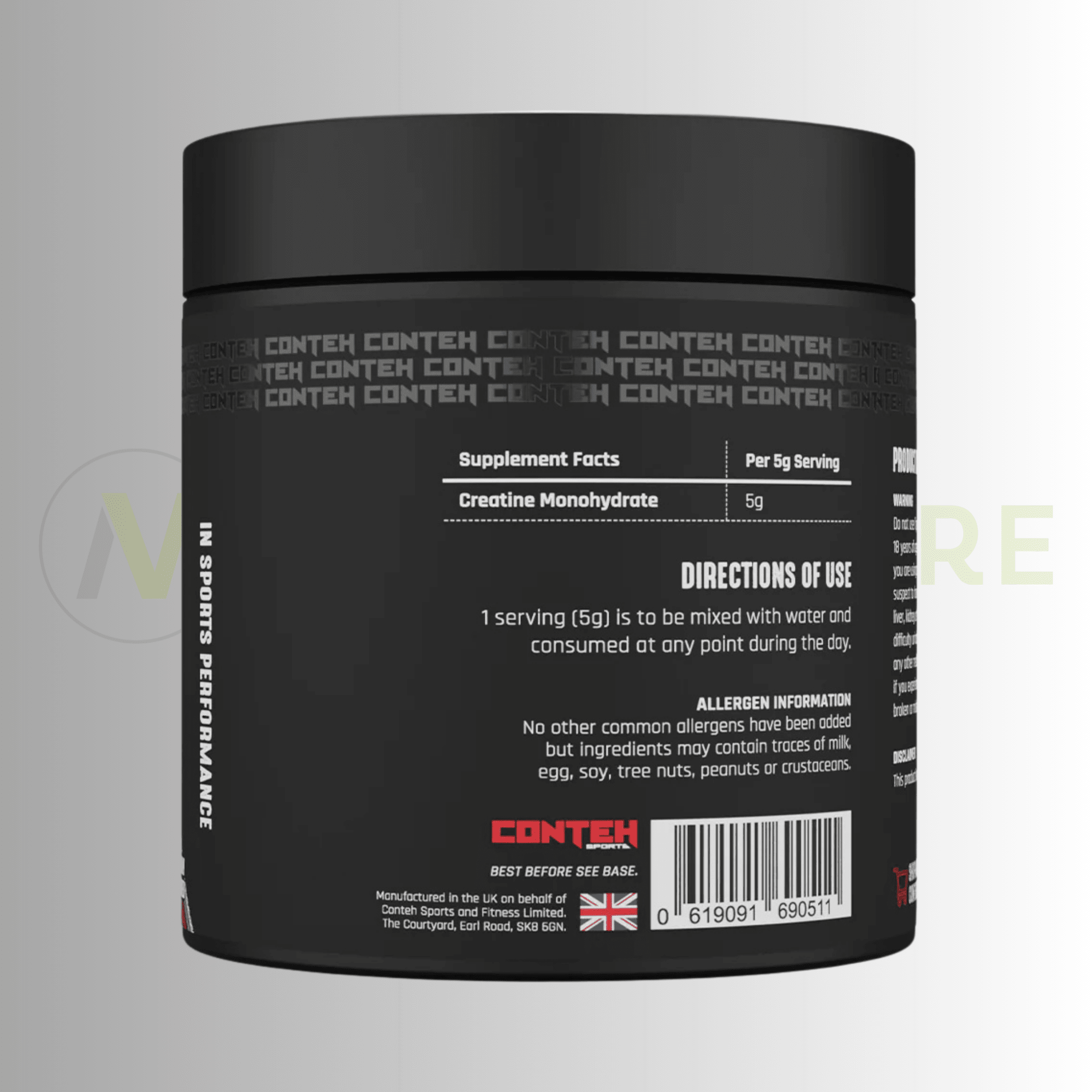 Conteh Sports Pure Creatine Monohydrate 150g – 5g Dose | 30 Servings - Nutristore
