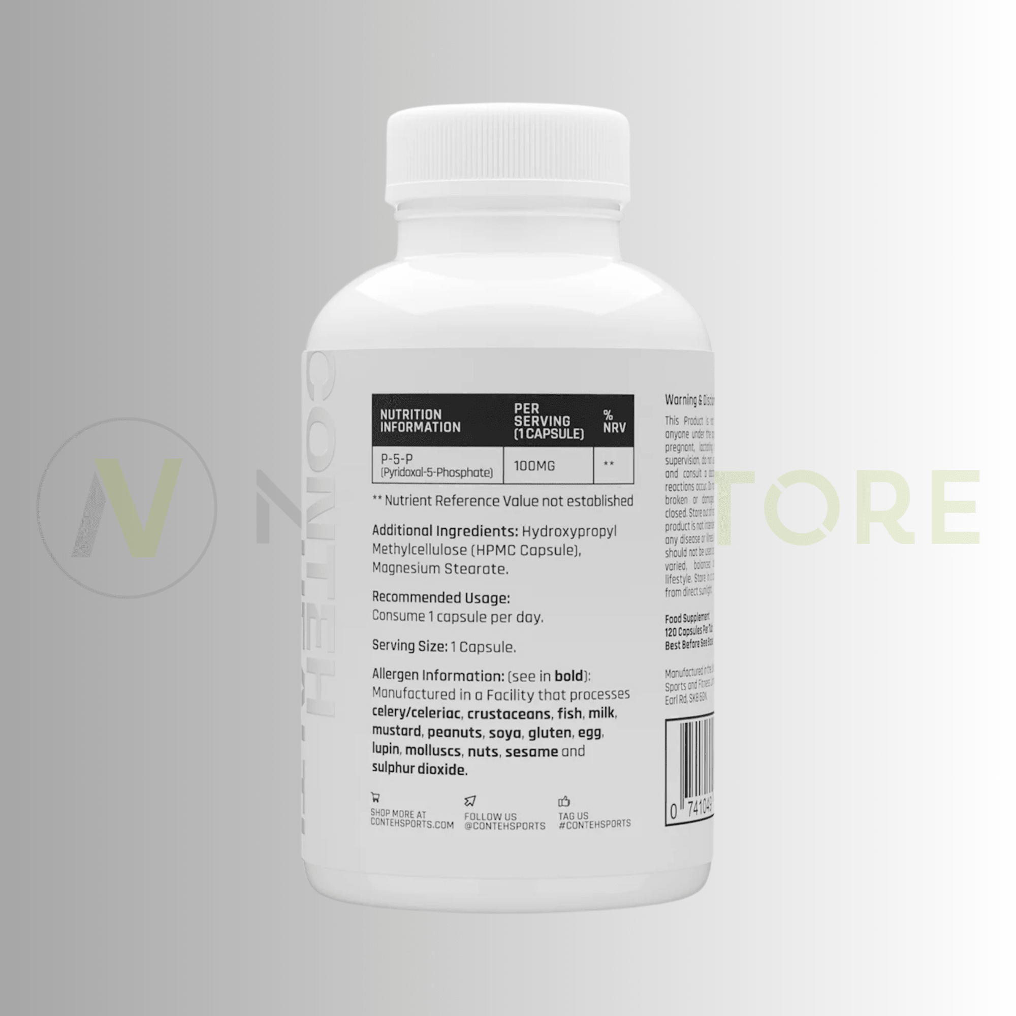 Conteh Sports Pyridoxal 5 Phosphate (P - 5 - P) | Active Vitamin B6 | 120 Capsules | 120 Servings - Nutristore