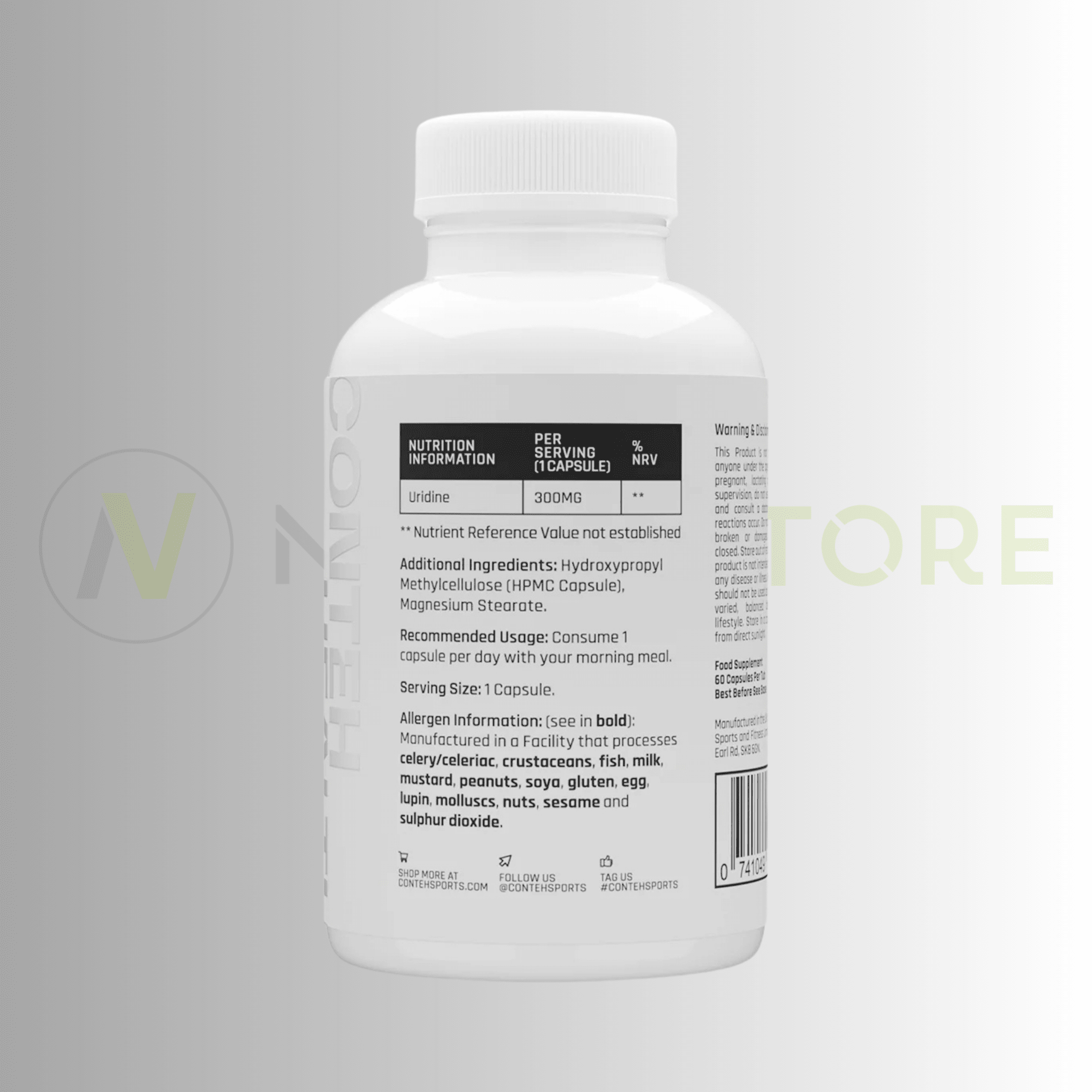Conteh Sports Uridine | Cognitive & Cellular Support | 60 Capsules | 60 Servings - Nutristore