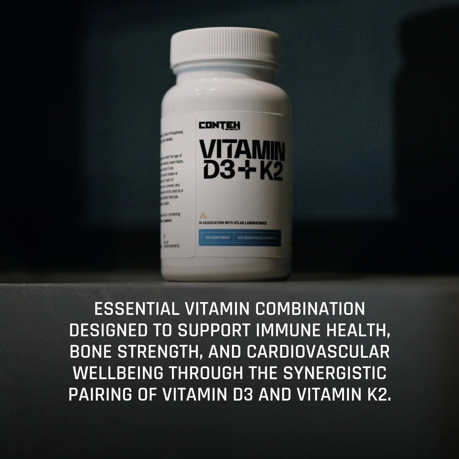 Conteh Sports Vitamin D3 + K2 | High Strength Bone & Immune Support | 120 Tablets | 120 Servings - Nutristore