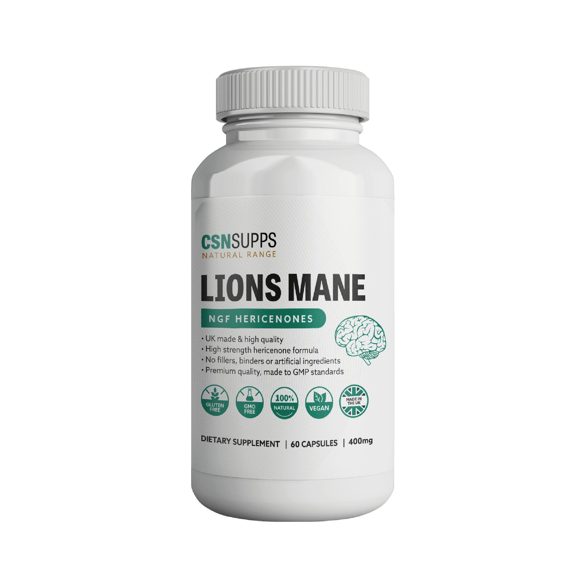 CSN Supps Lions Mane NGF 400mg - 60 Capsules - Nutristore