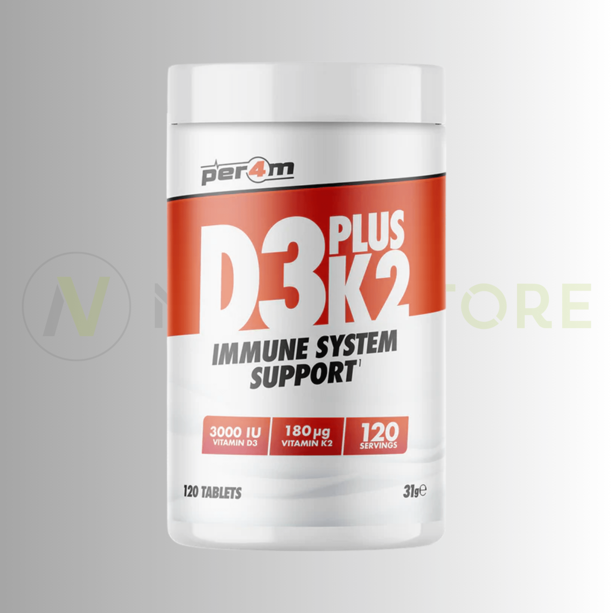 PER4M D3 Plus K2 Immune System Support 120 Tablets – 3000IU Vitamin D3 | K2 MK-7 - Nutristore